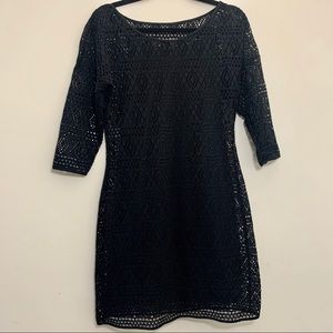 EXPRESS Black Aztec Crochet Overlay Dress